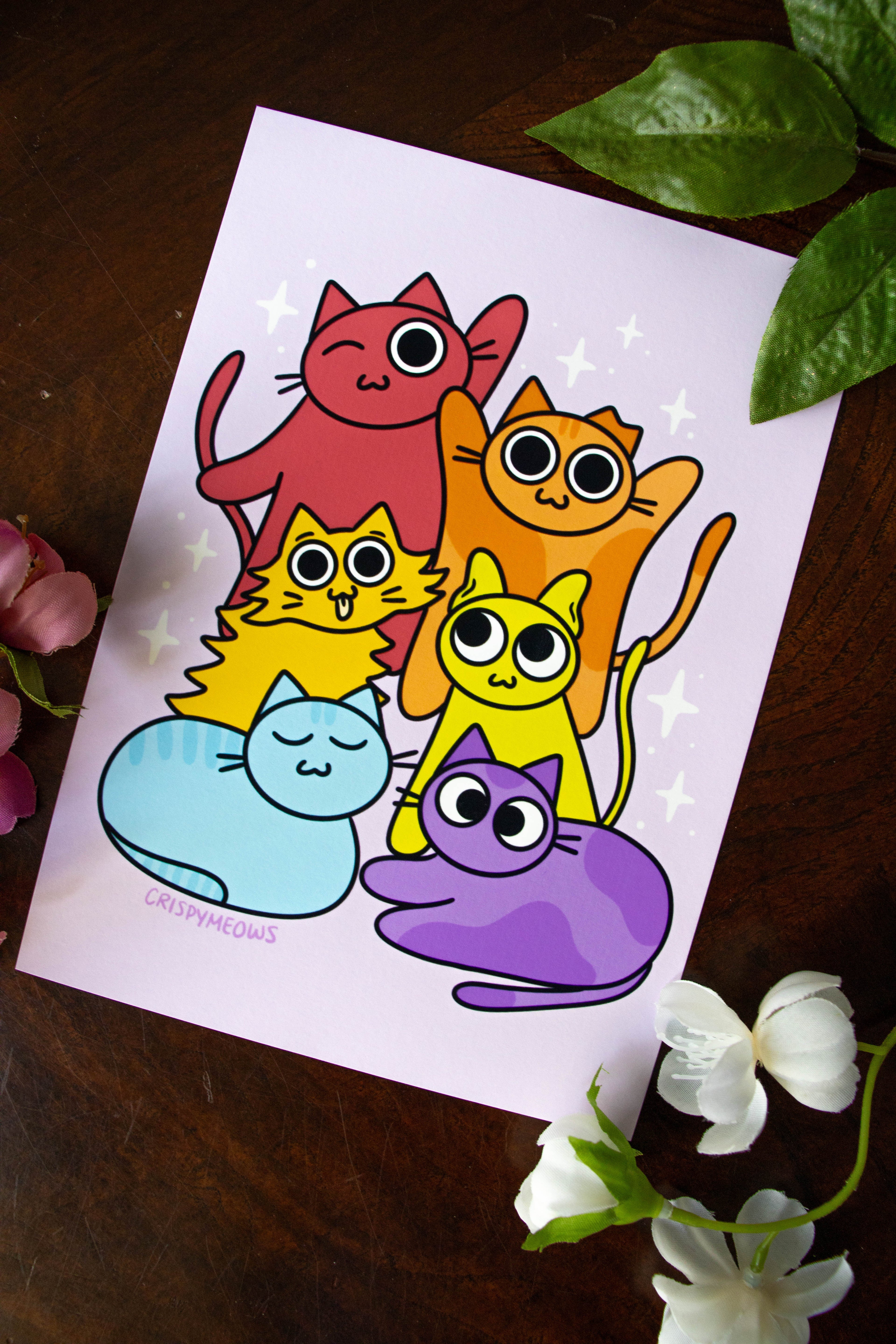 Rainbow Cats, 5 x 7 Print