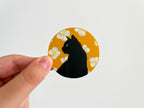 Black Cat With Jasmine Flowers Sticker