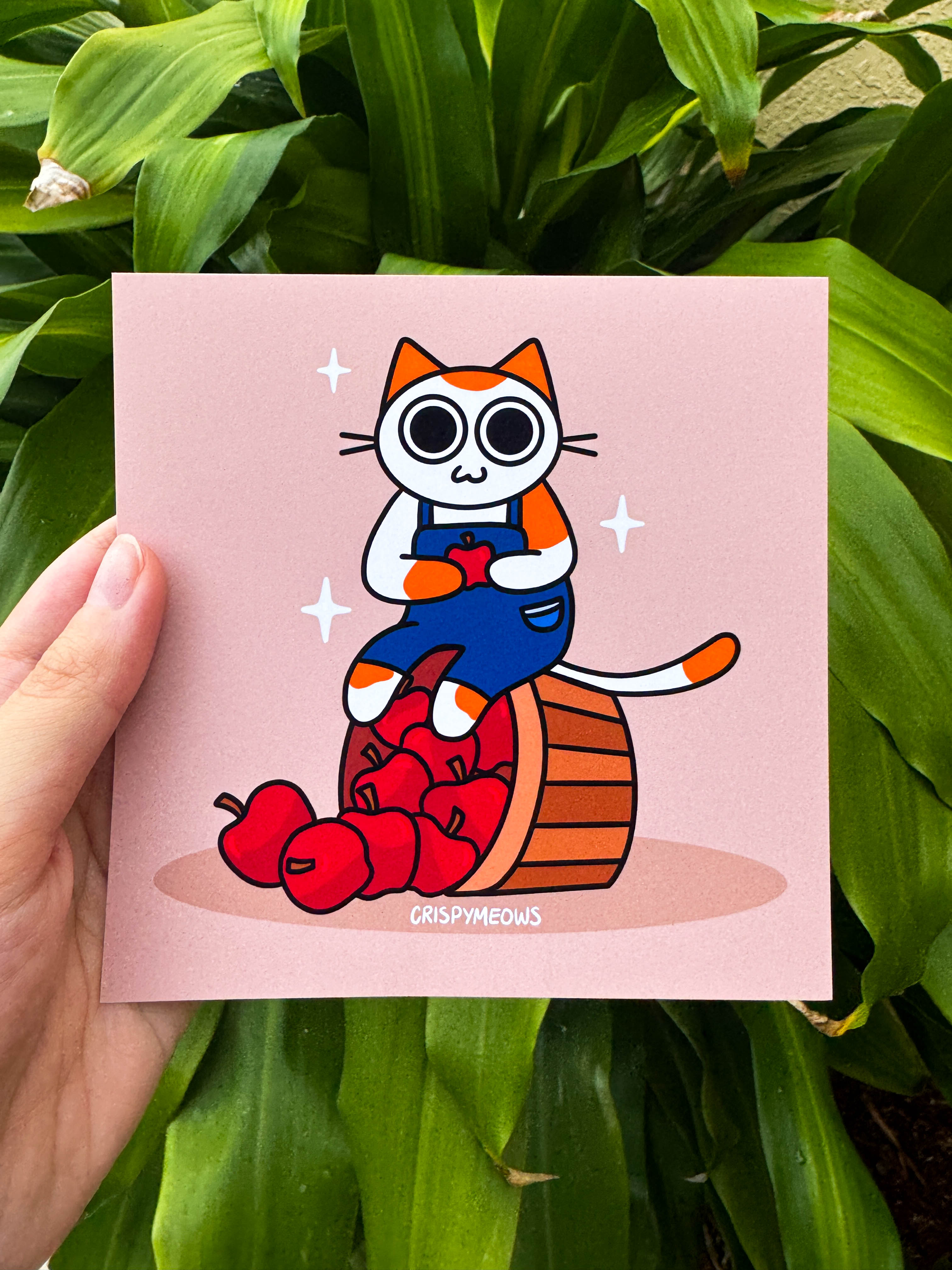 Apple A Day, Meow All The Way, 5x5 Print