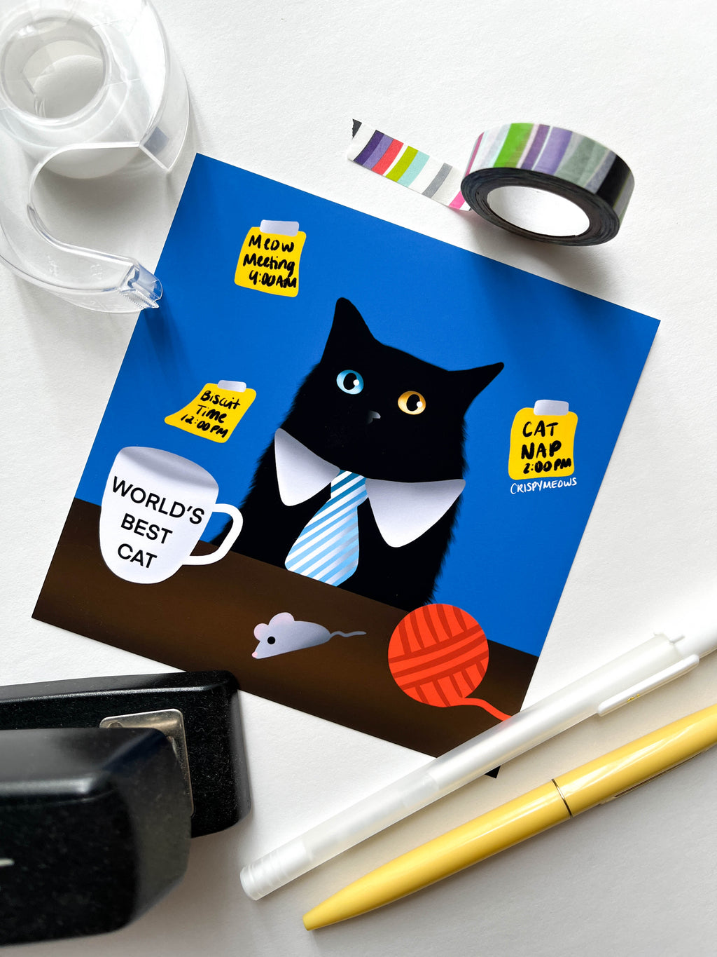 Business Cat, 5 x 5 Art Print