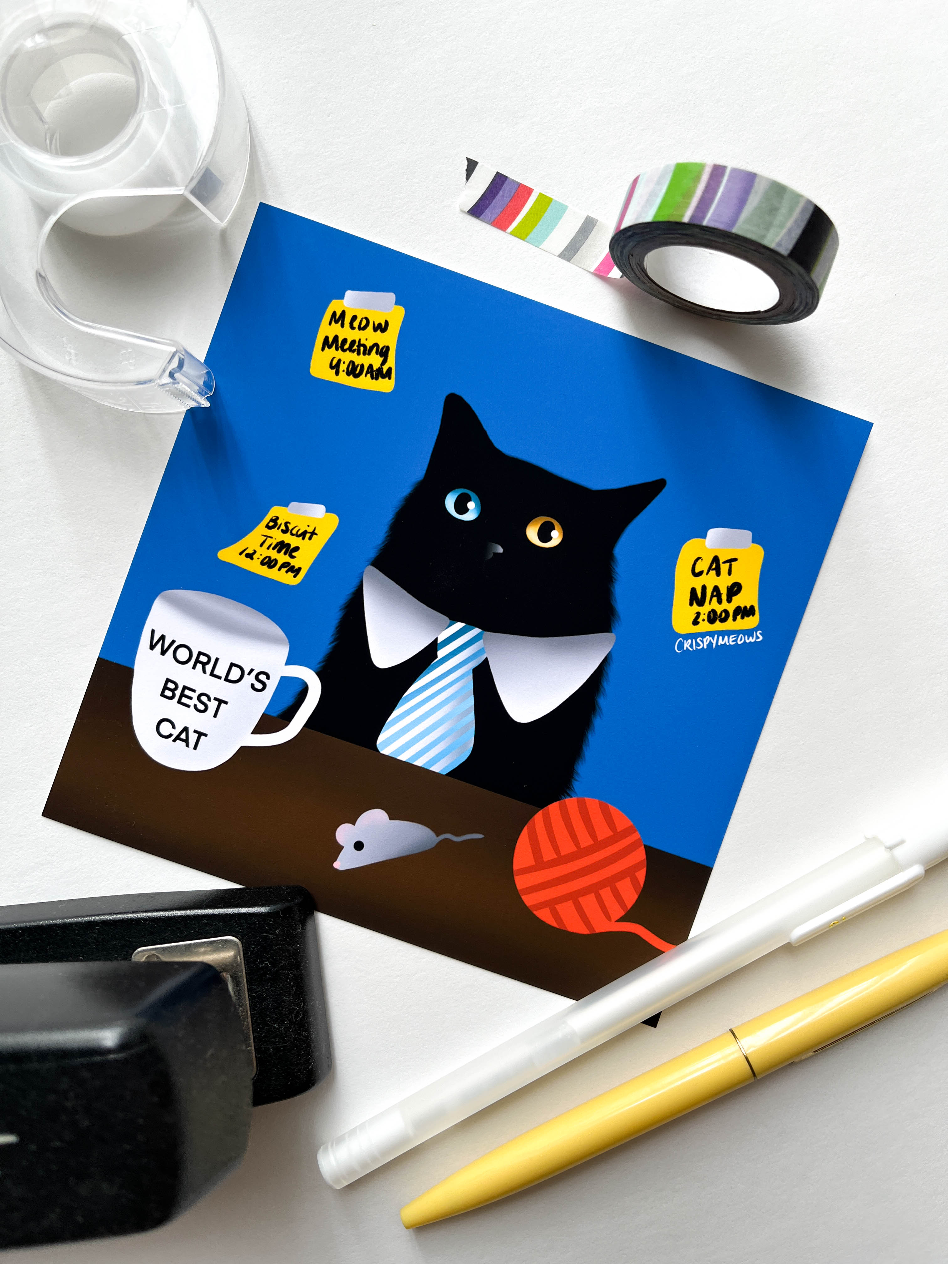Business Cat, 5 x 5 Art Print