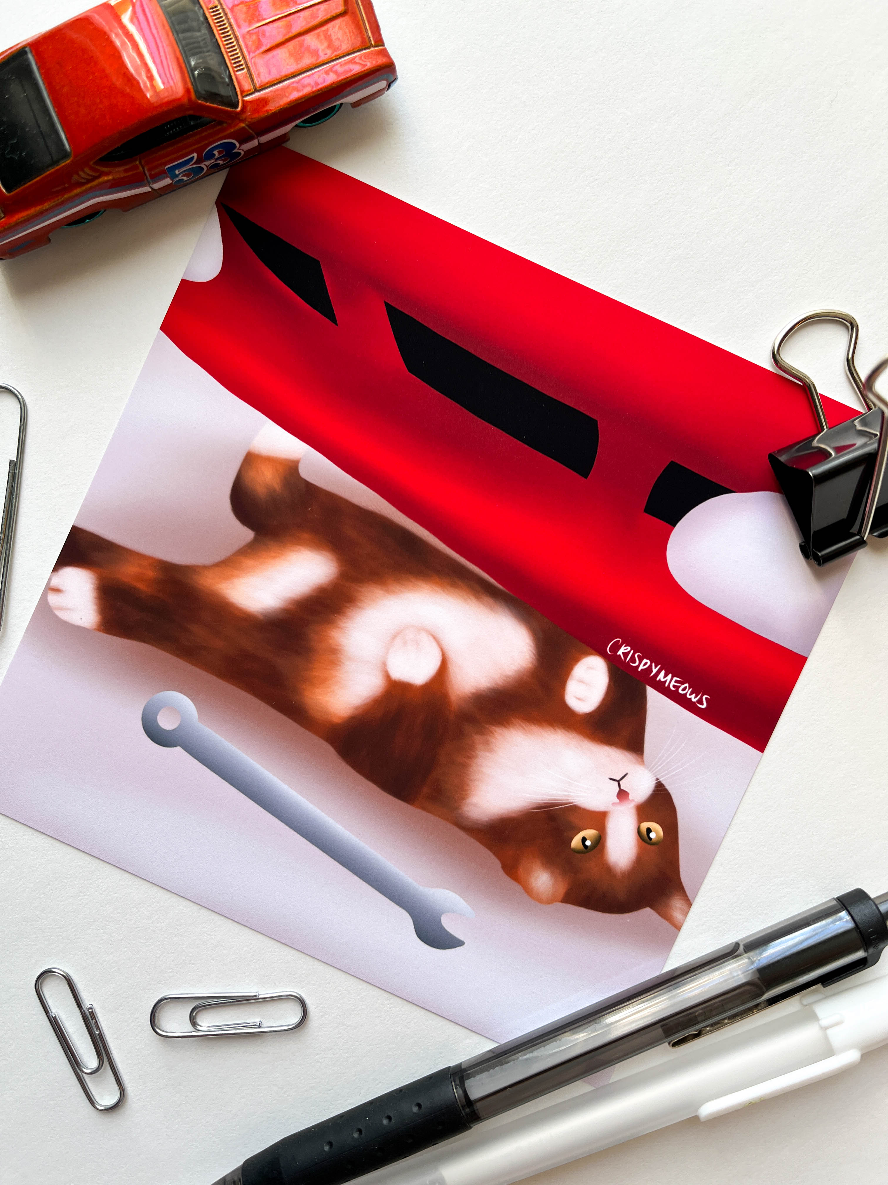 Meowchanic, 5 x 5 Art Print