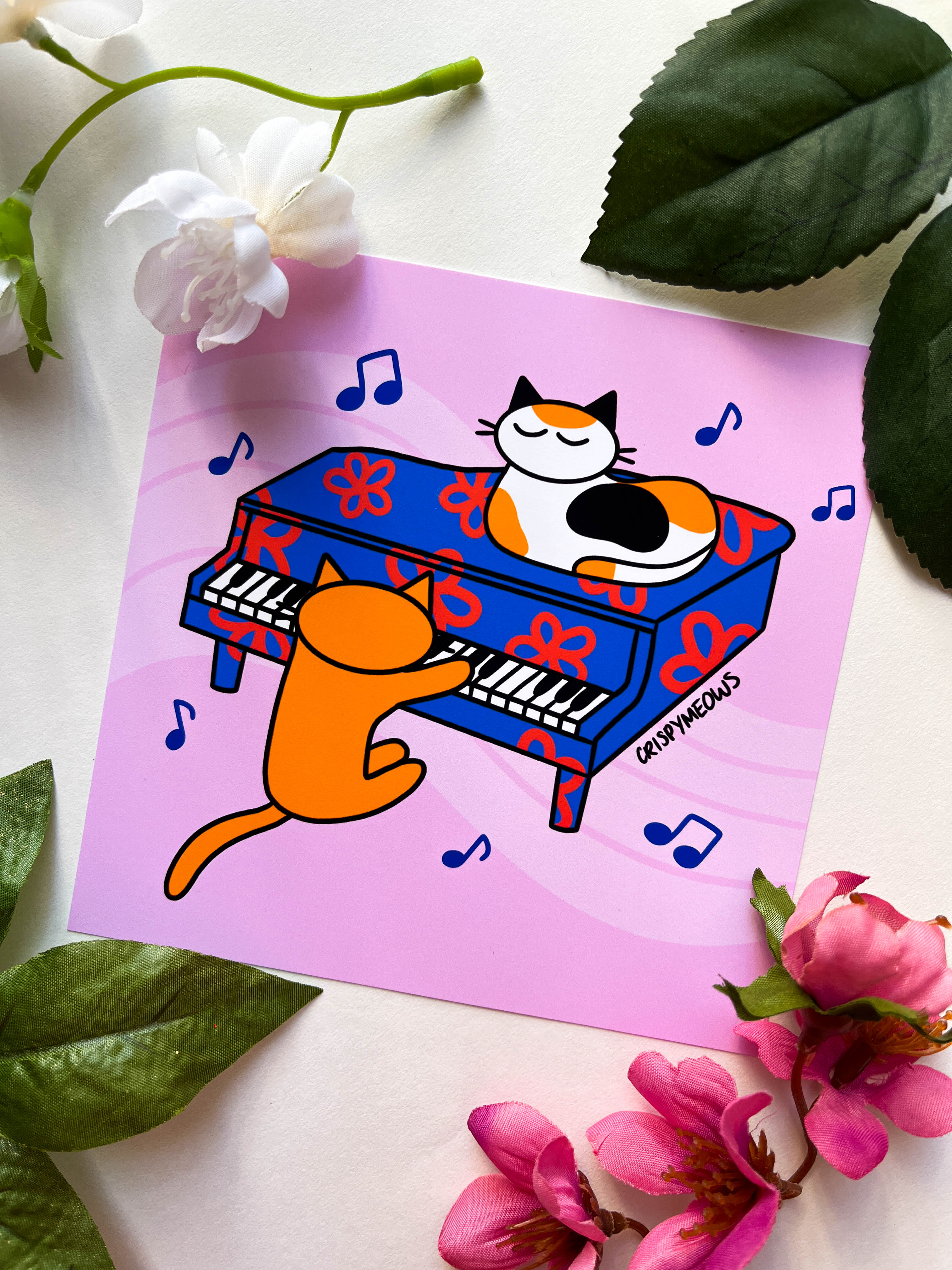 Cats Playing Instruments 5 x 5 Print