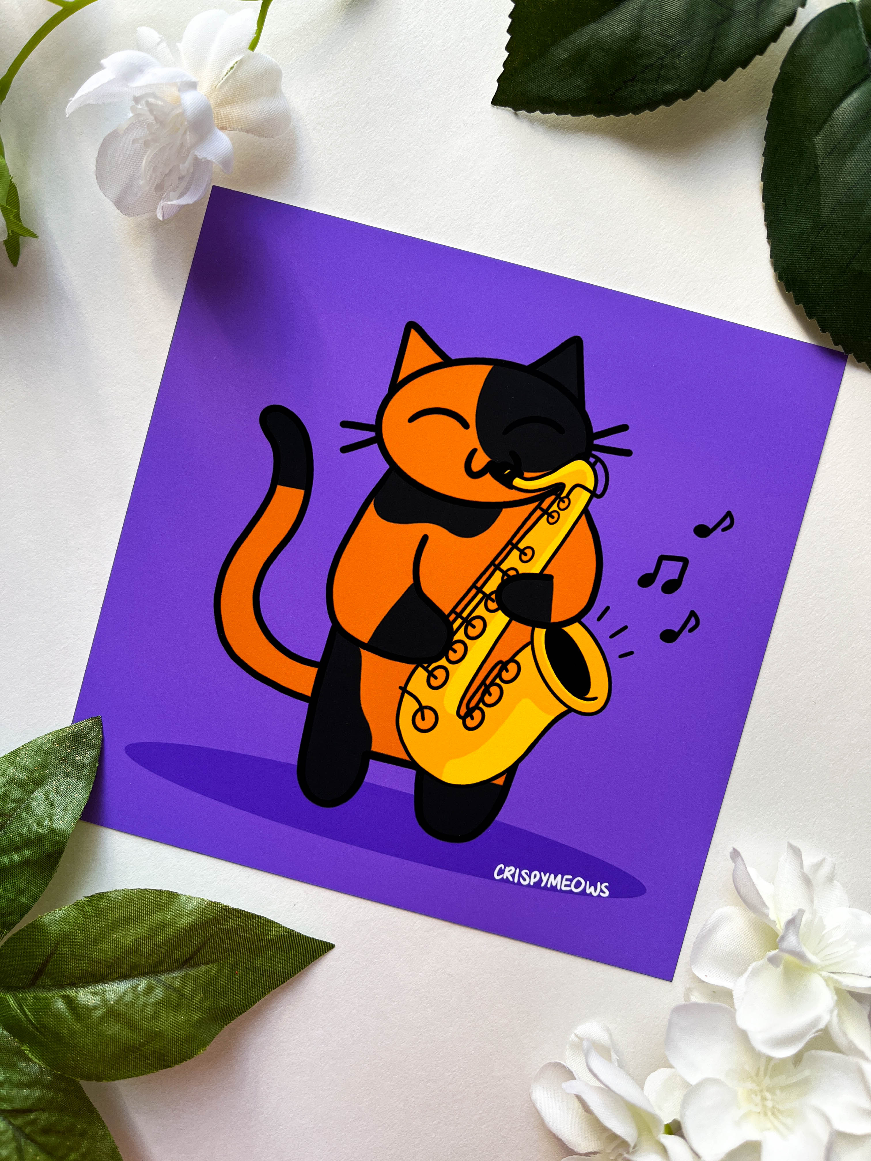 Cats Playing Instruments 5 x 5 Print