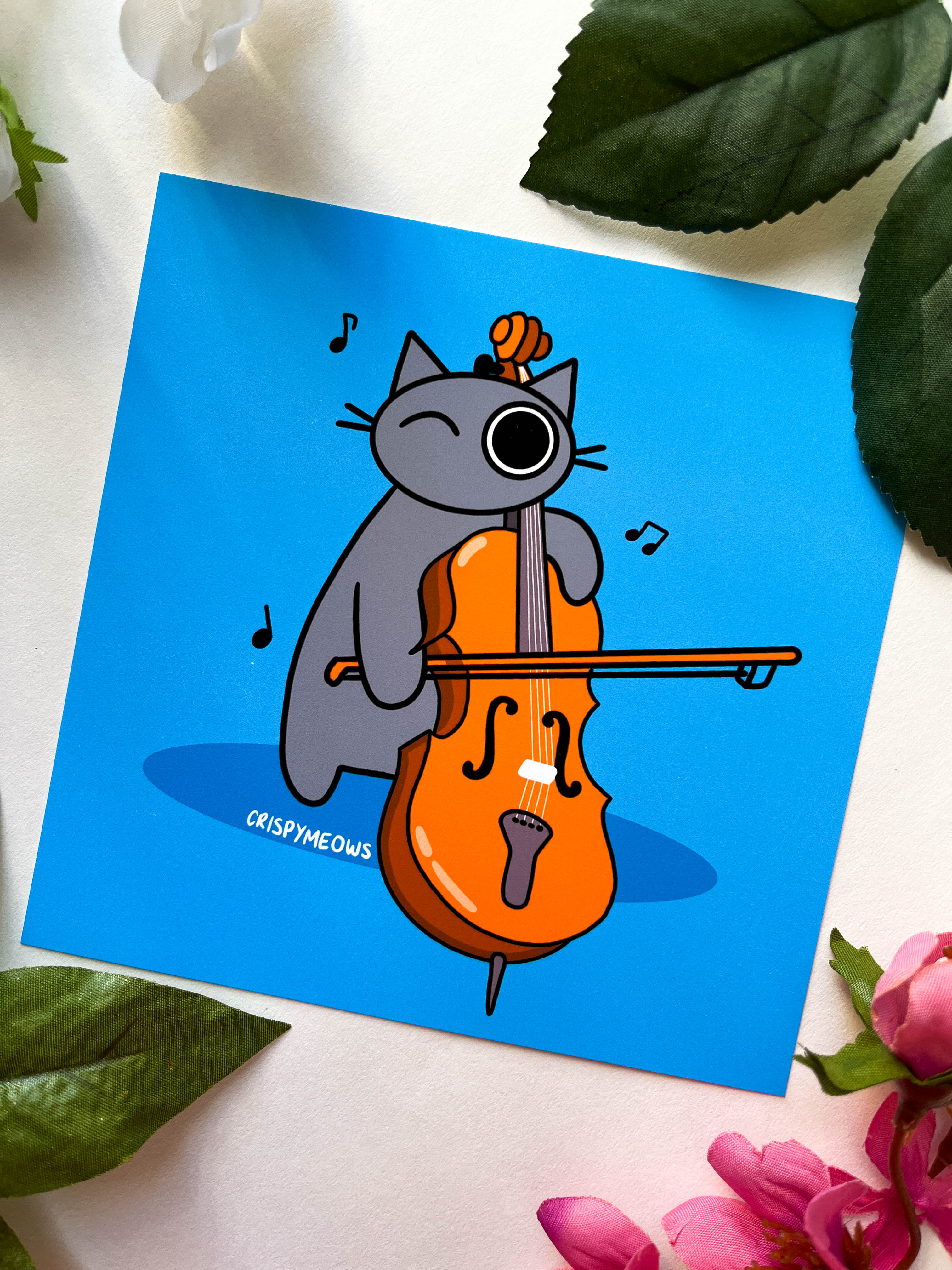 Cats Playing Instruments 5 x 5 Print