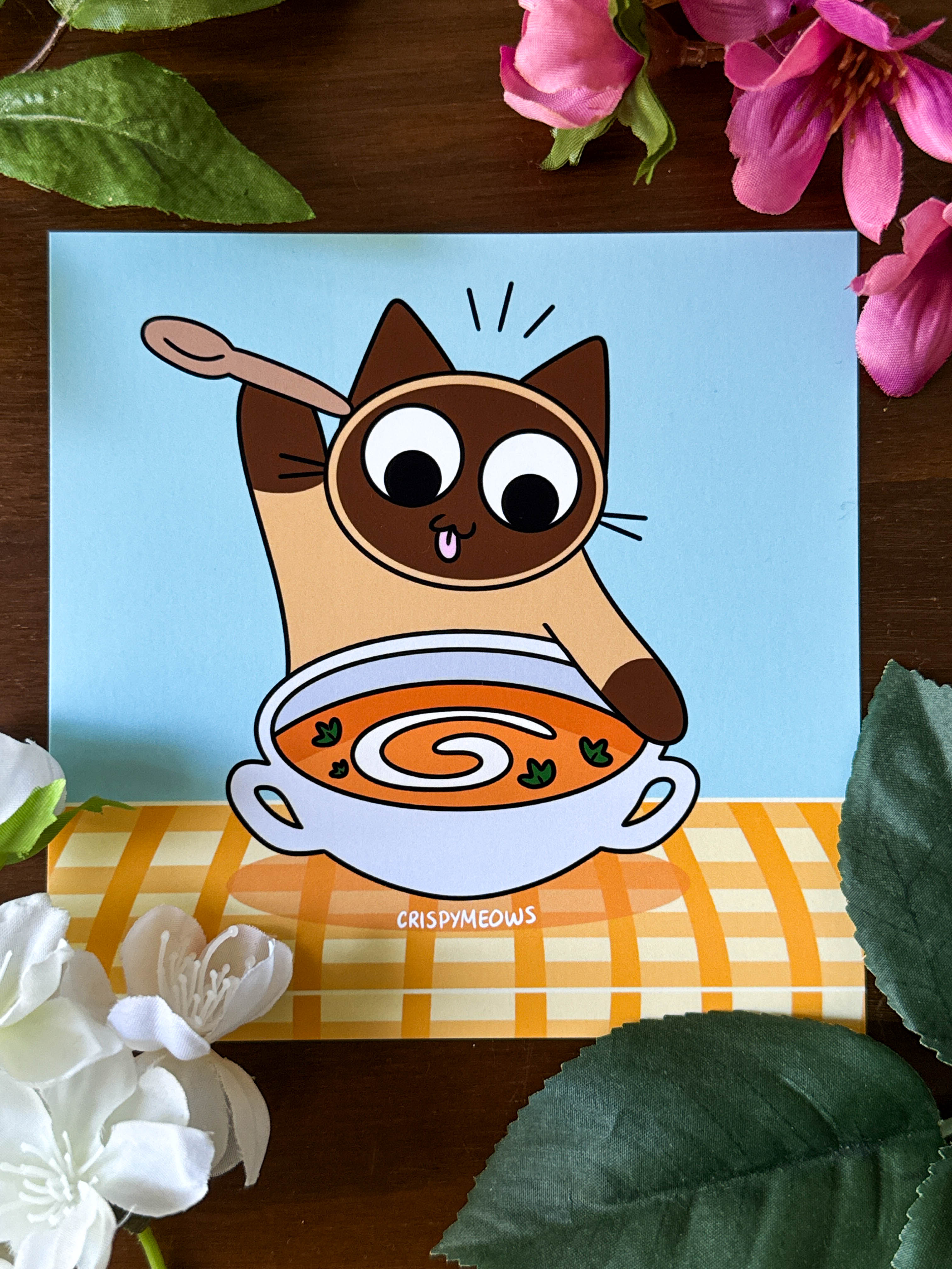 I Love Soup Cat, 5x5 Print
