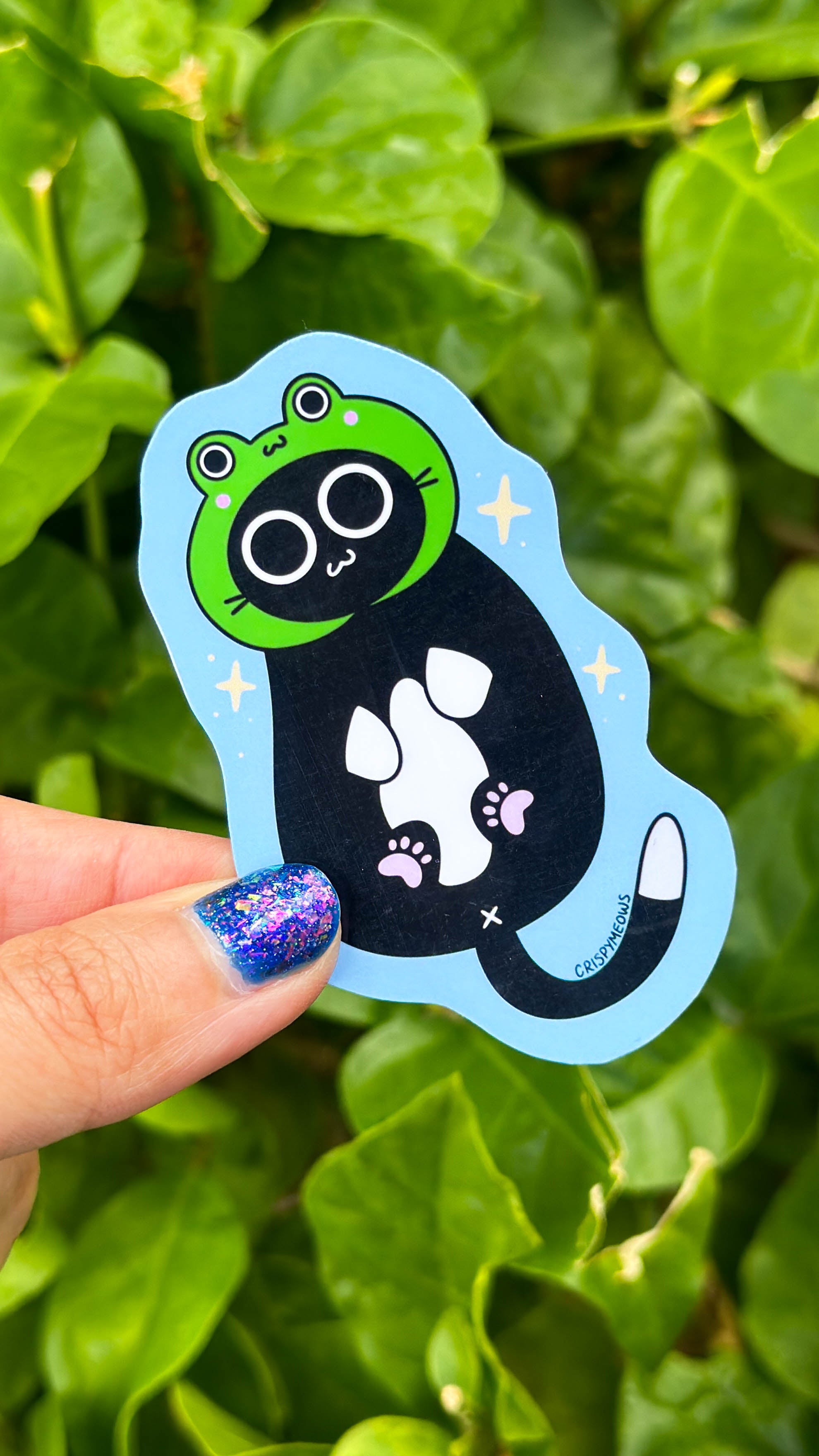 Cat with Froggie Hat Sticker