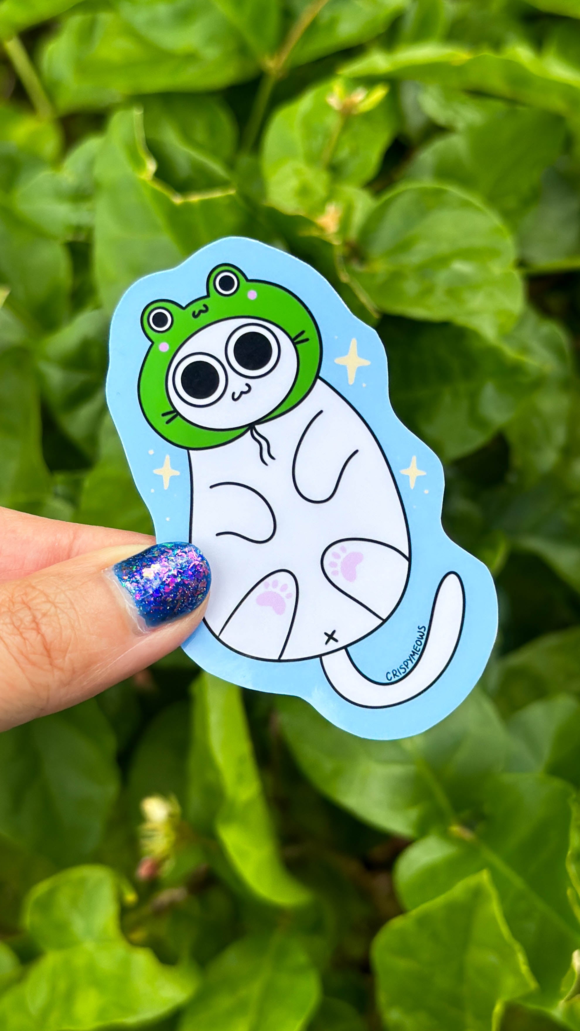 Cat with Froggie Hat Sticker