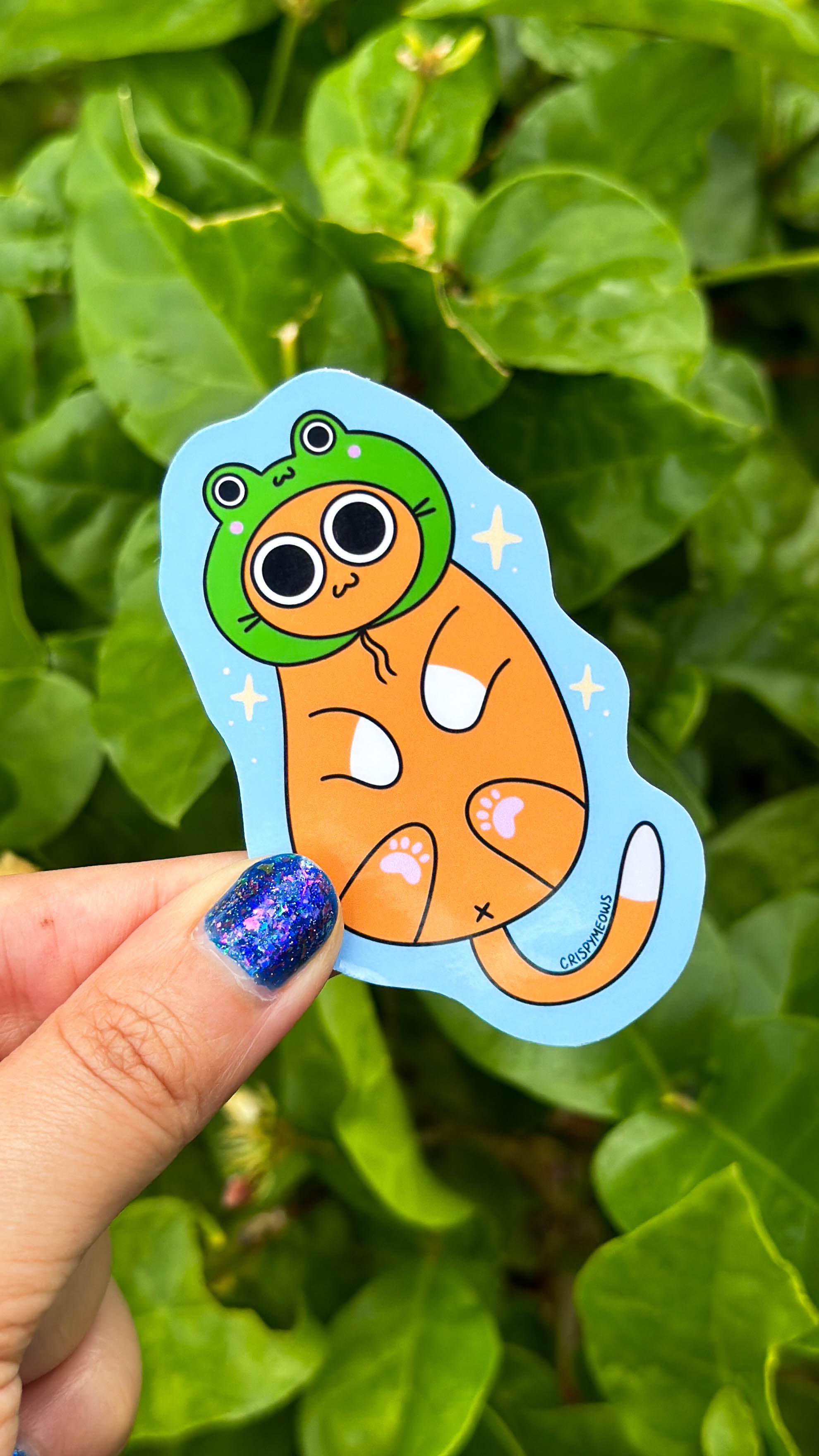 Cat with Froggie Hat Sticker