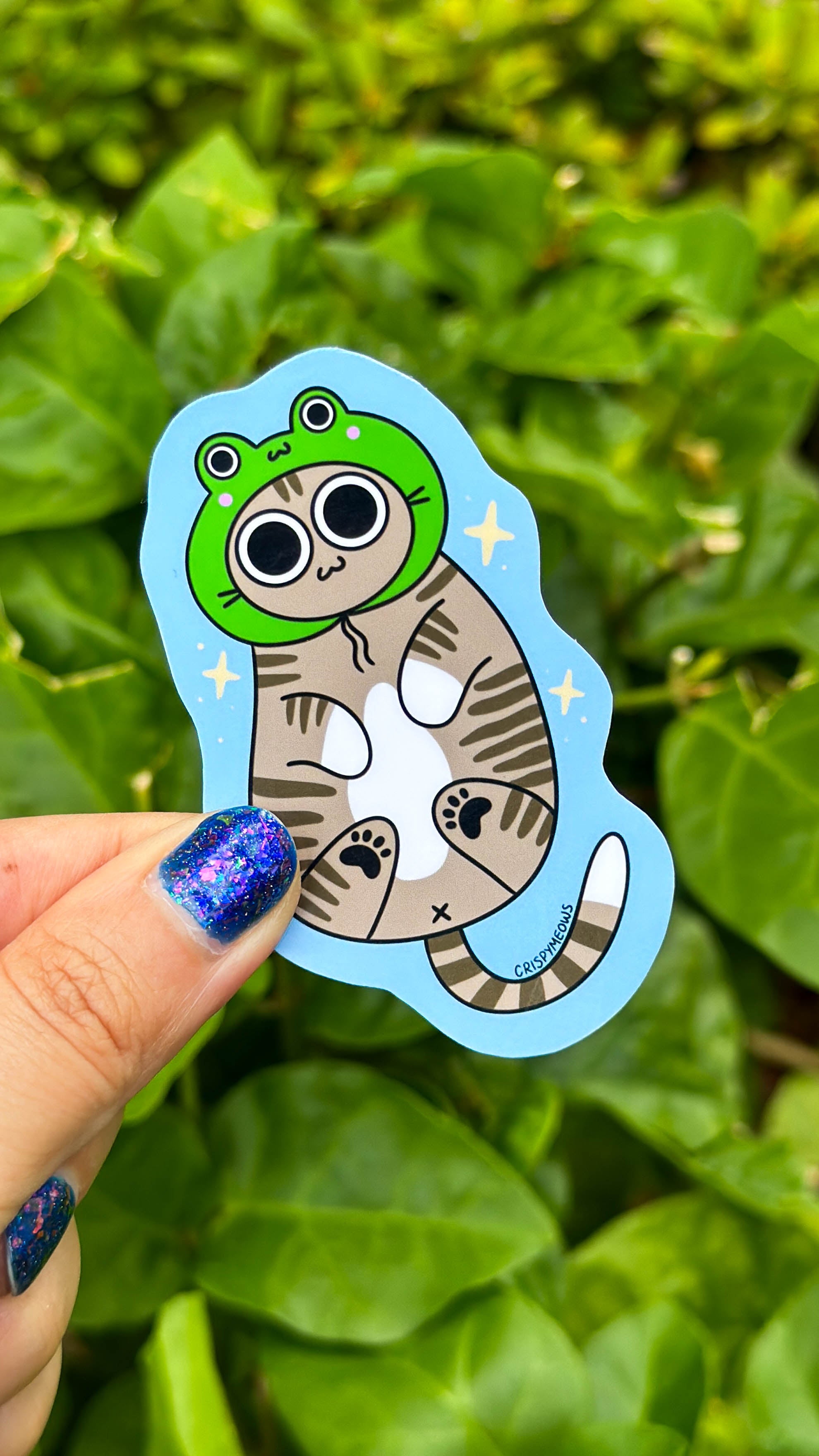 Cat with Froggie Hat Sticker