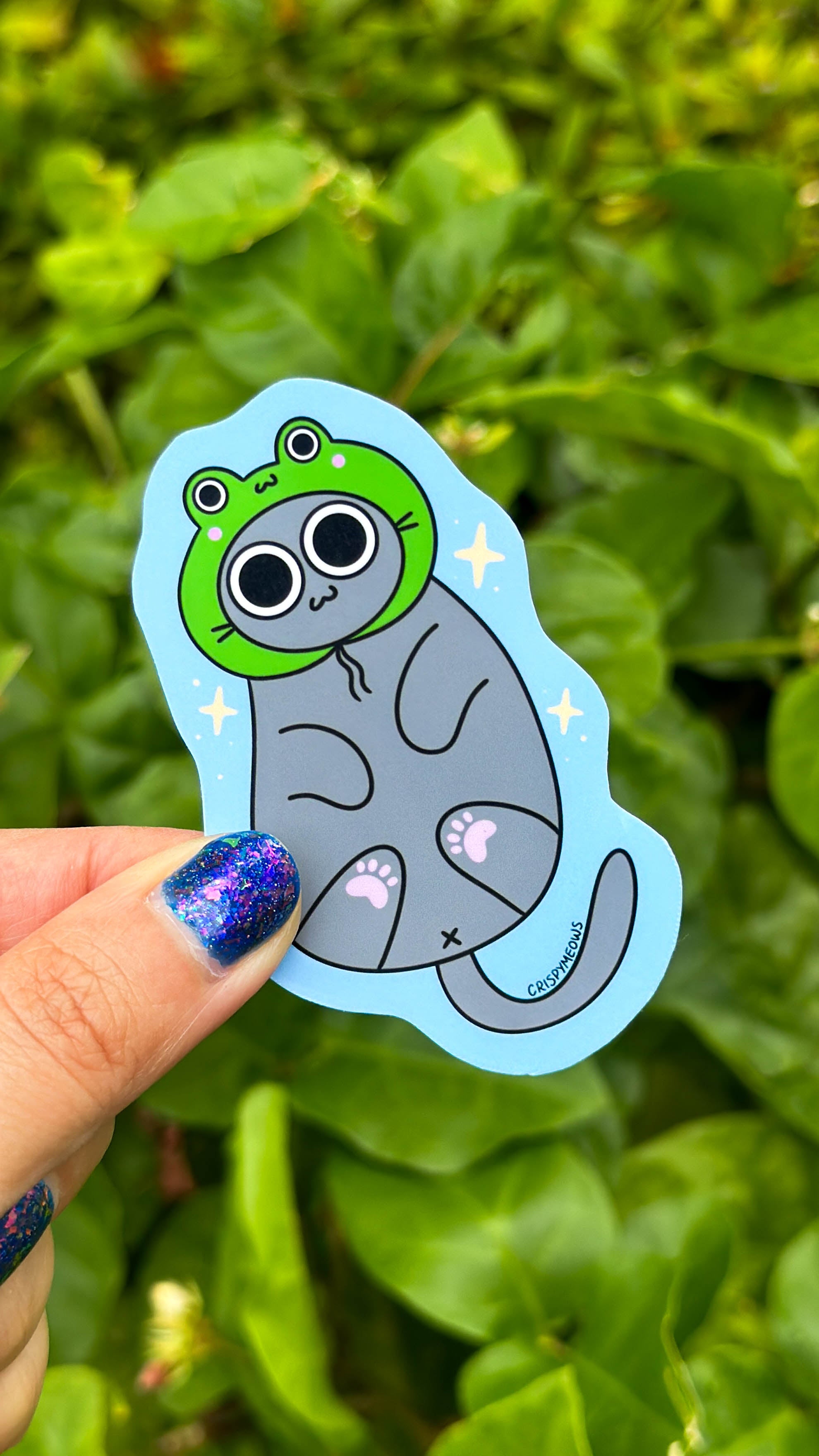 Cat with Froggie Hat Sticker