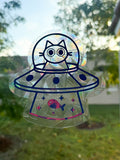 UFO Suncatcher Cat Window Sticker