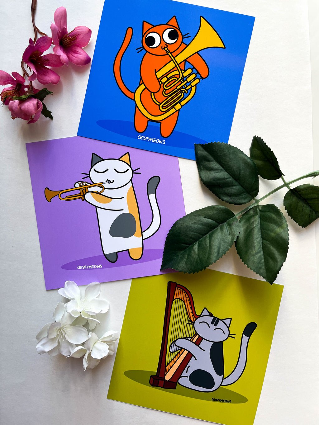 Cats Playing Instruments 5 x 5 Print