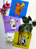 Cats Playing Instruments 5 x 5 Print
