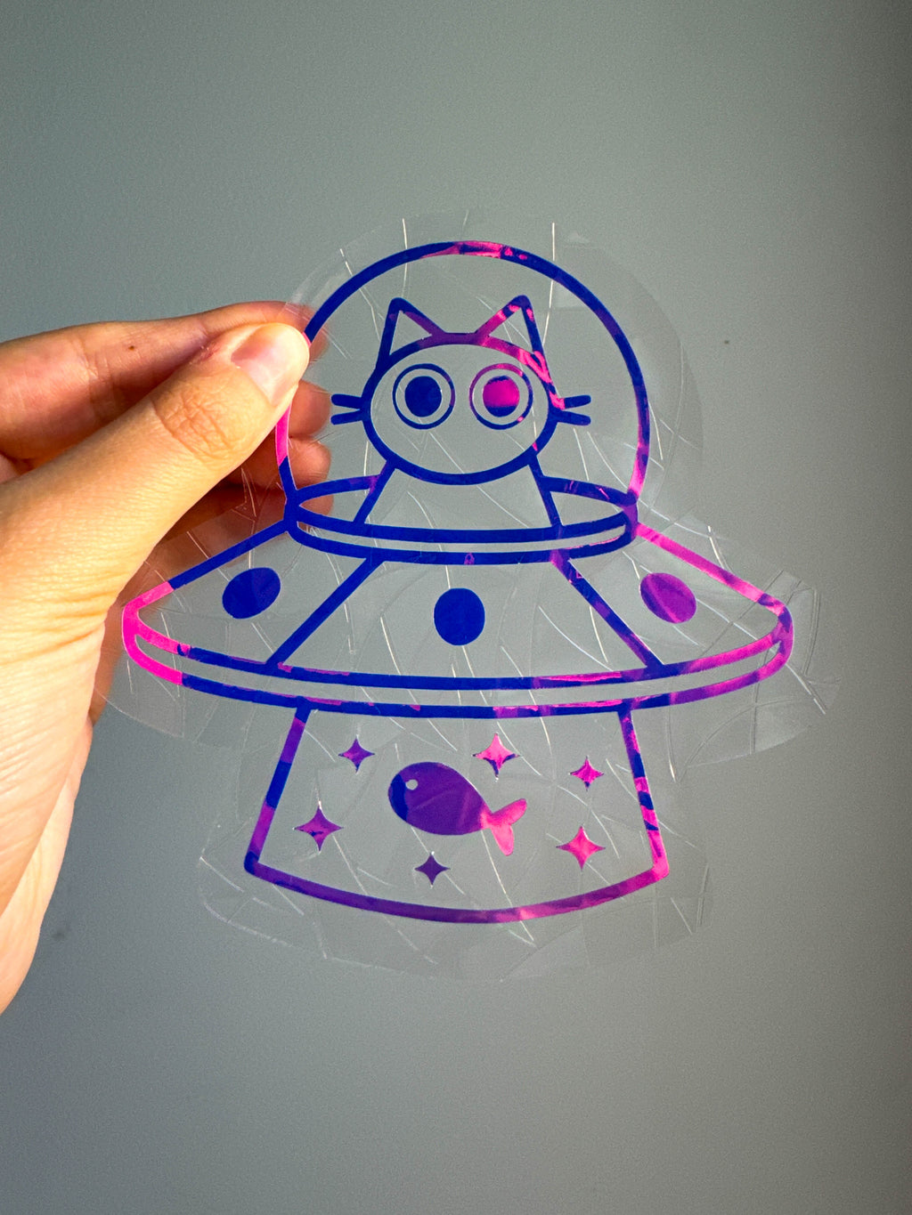UFO Suncatcher Cat Window Sticker