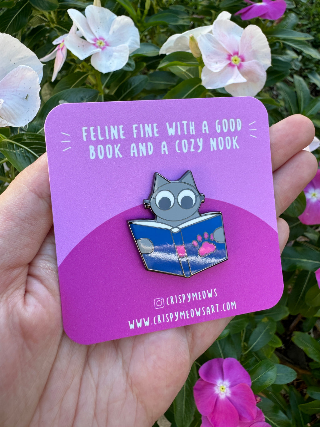 Book Cat Enamel Pin