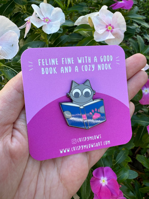 Book Cat Enamel Pin