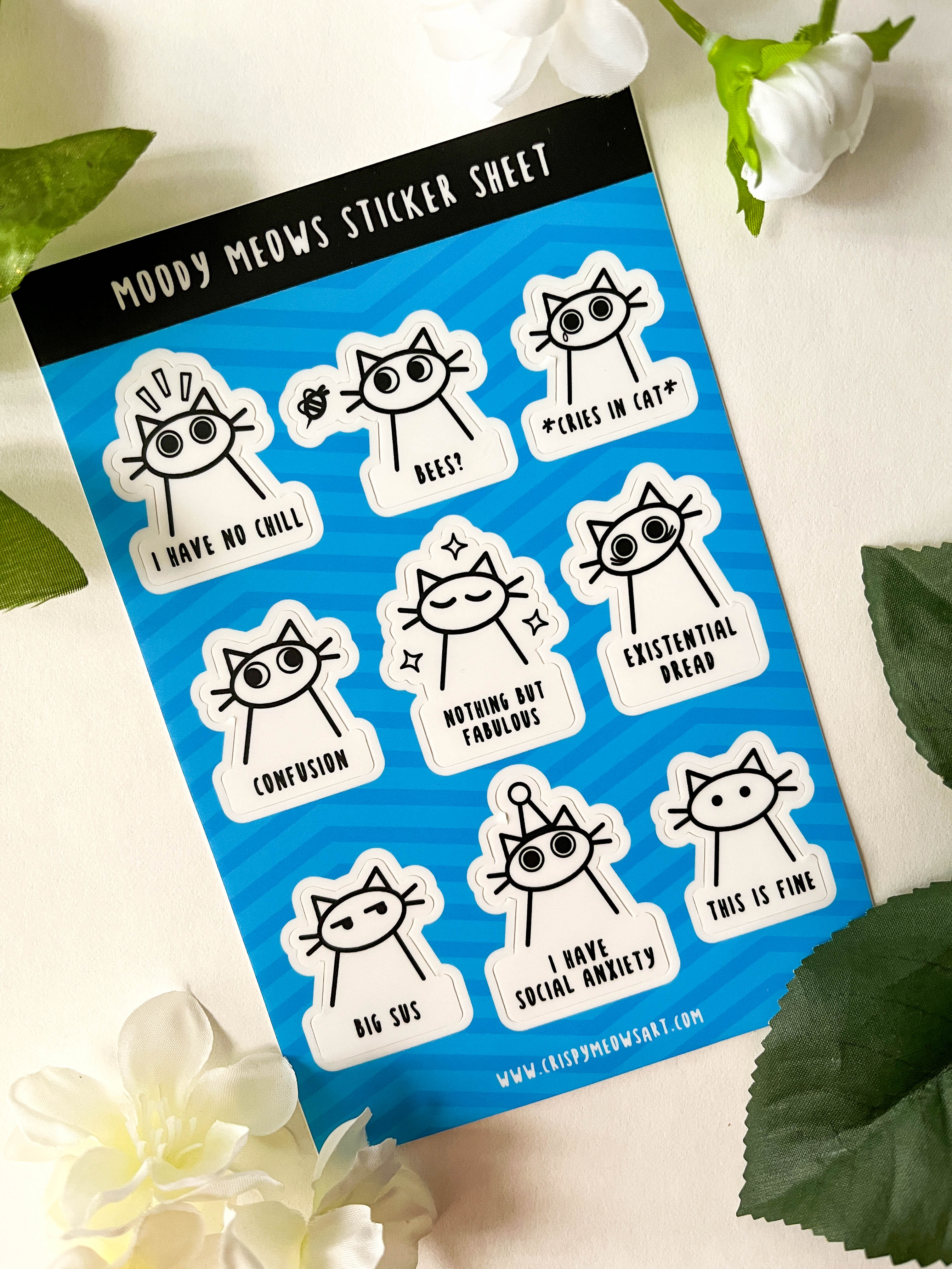 Moody Meows Sticker Sheet 4 x 6