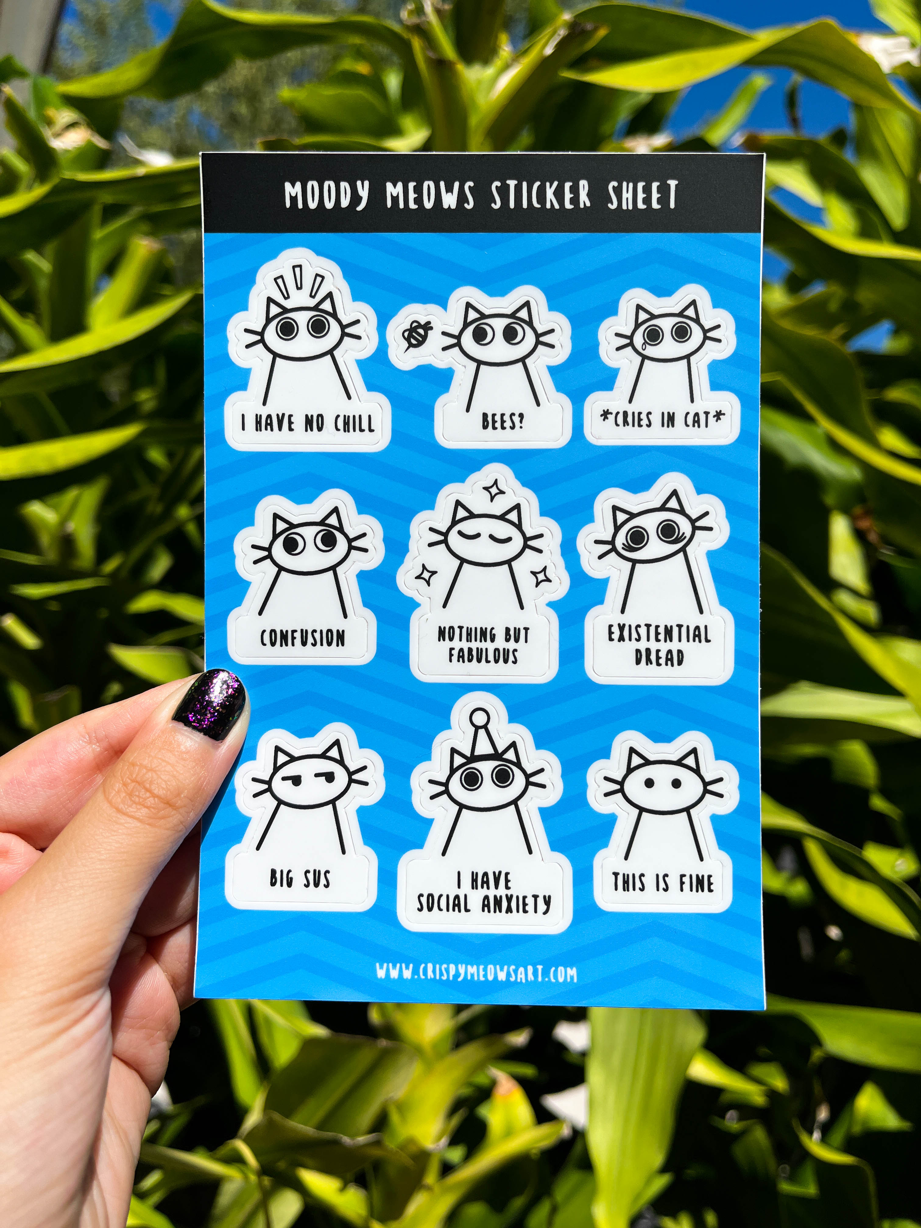 Moody Meows Sticker Sheet 4 x 6