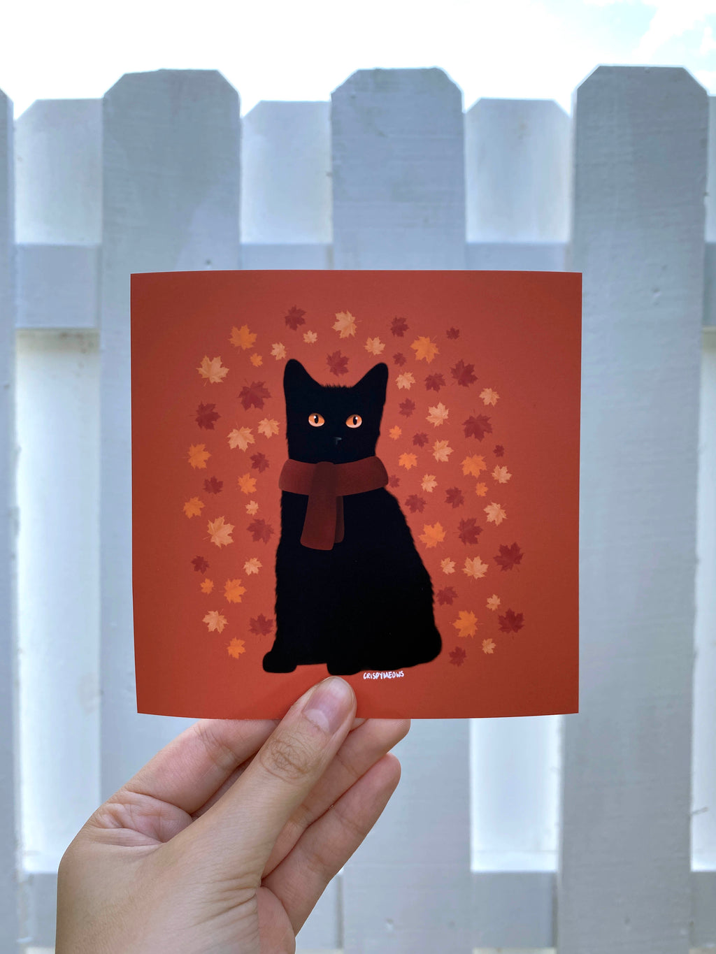 Fall Cat In Scarf, 5 x 5 Print