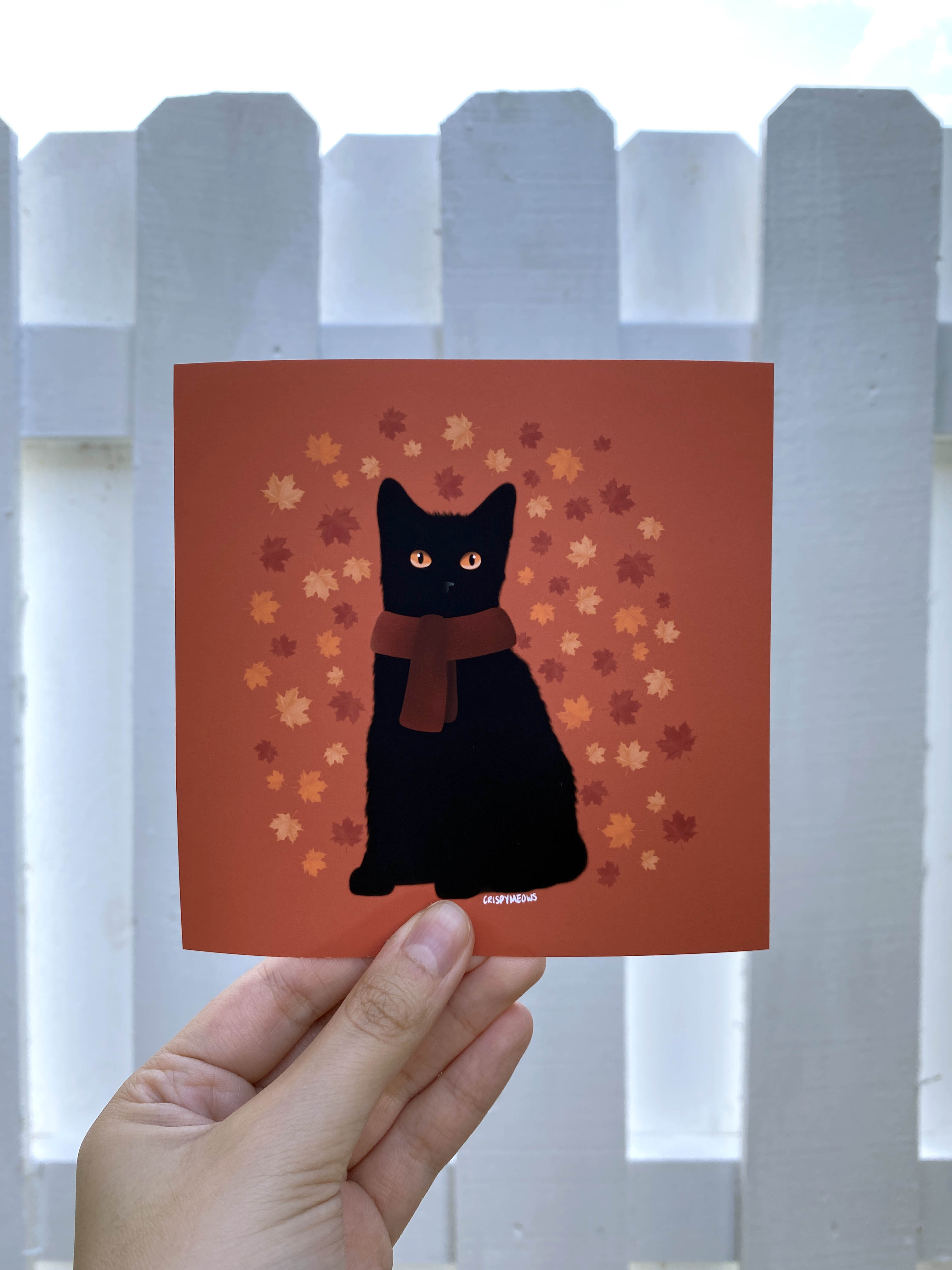 Fall Cat In Scarf, 5 x 5 Print