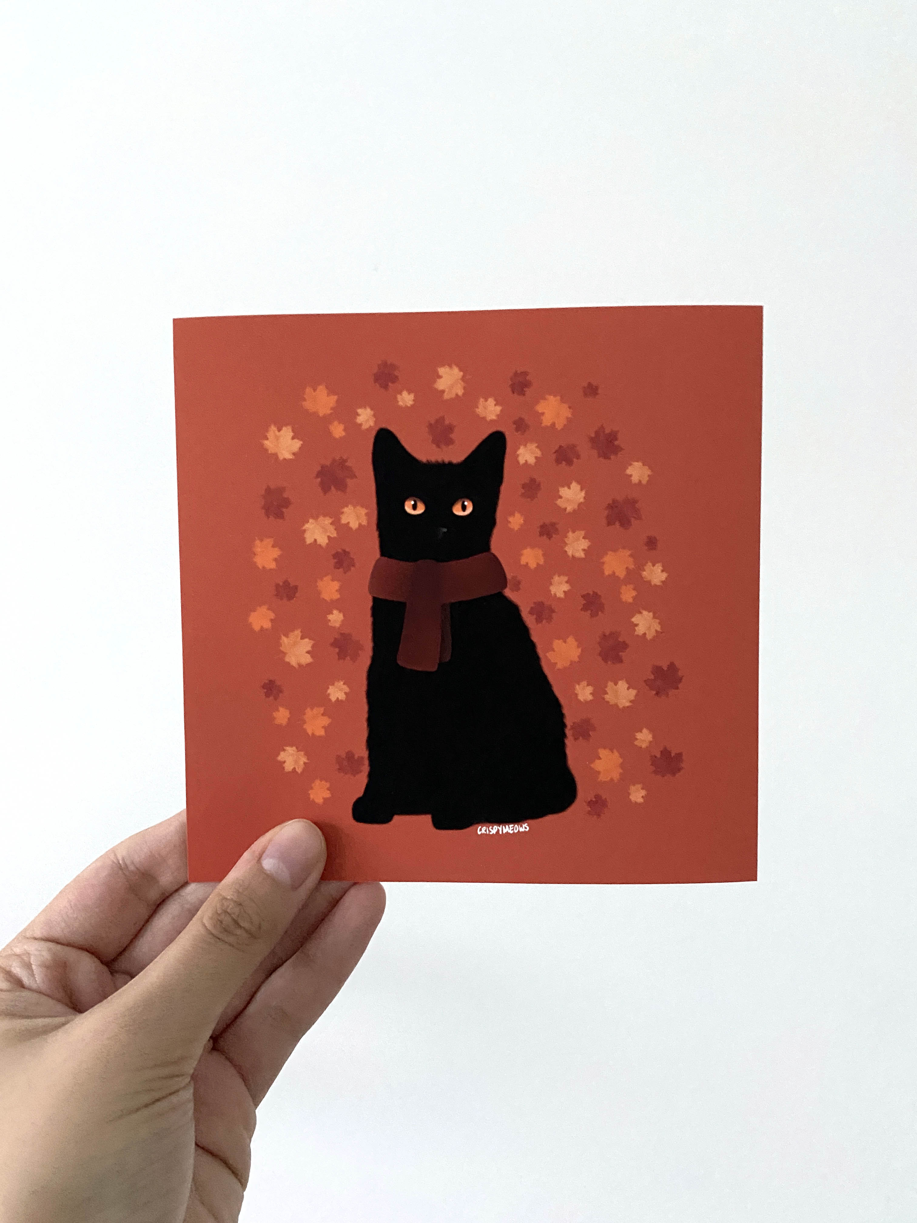 Fall Cat In Scarf, 5 x 5 Print