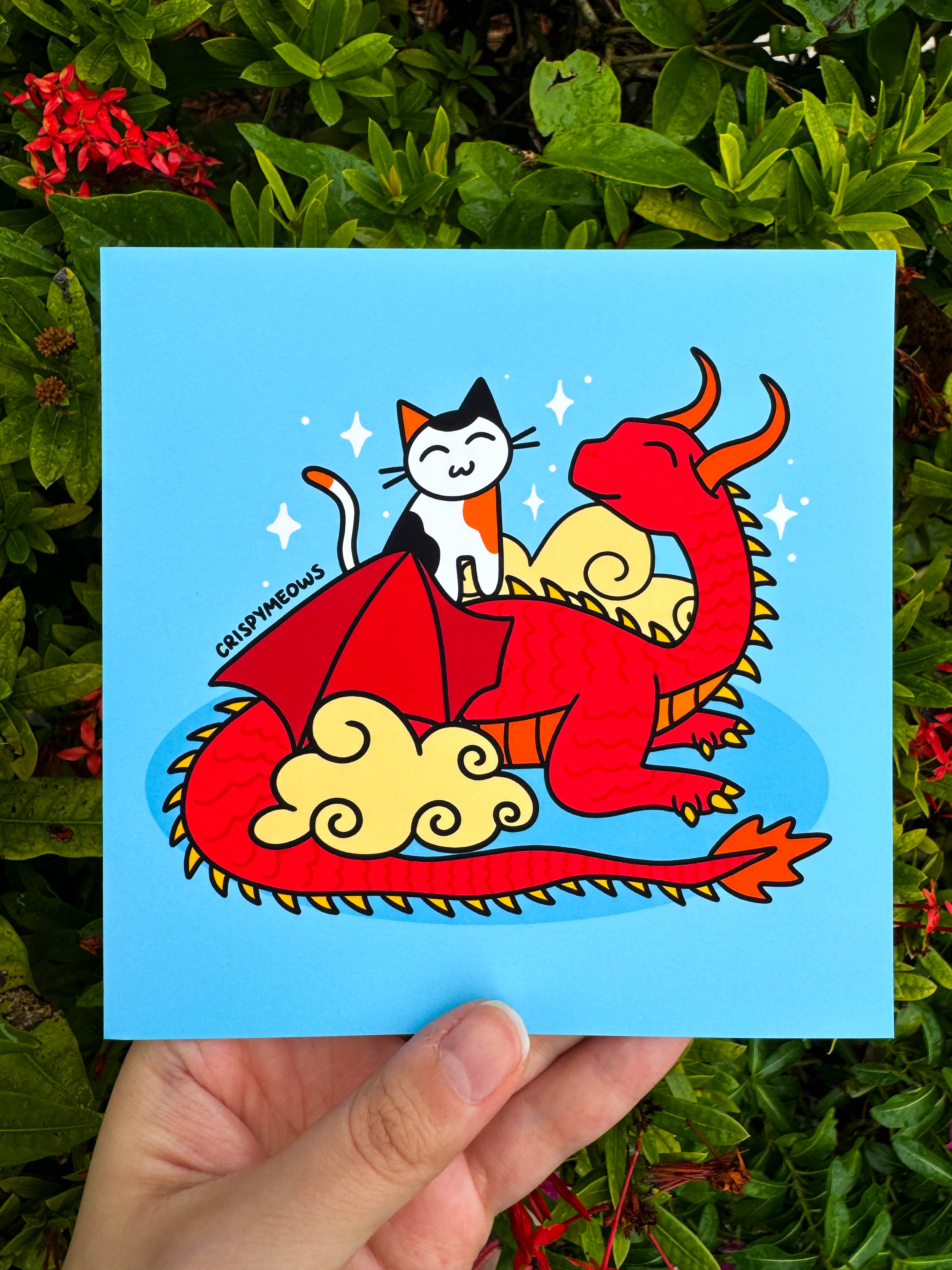 Lunar Dragon & Cat 5 x 5 Print