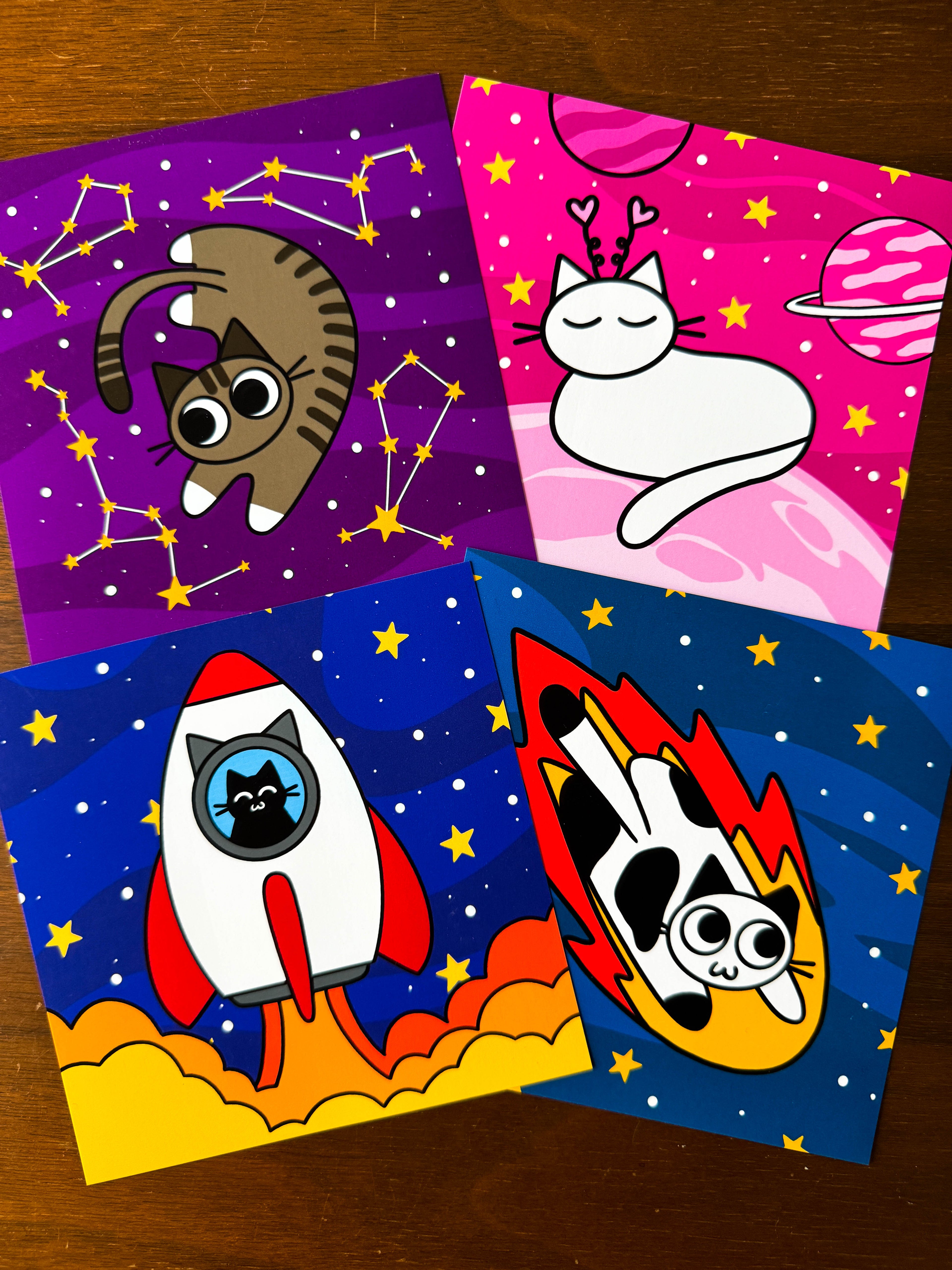 Space Cats 5 x 5 Prints