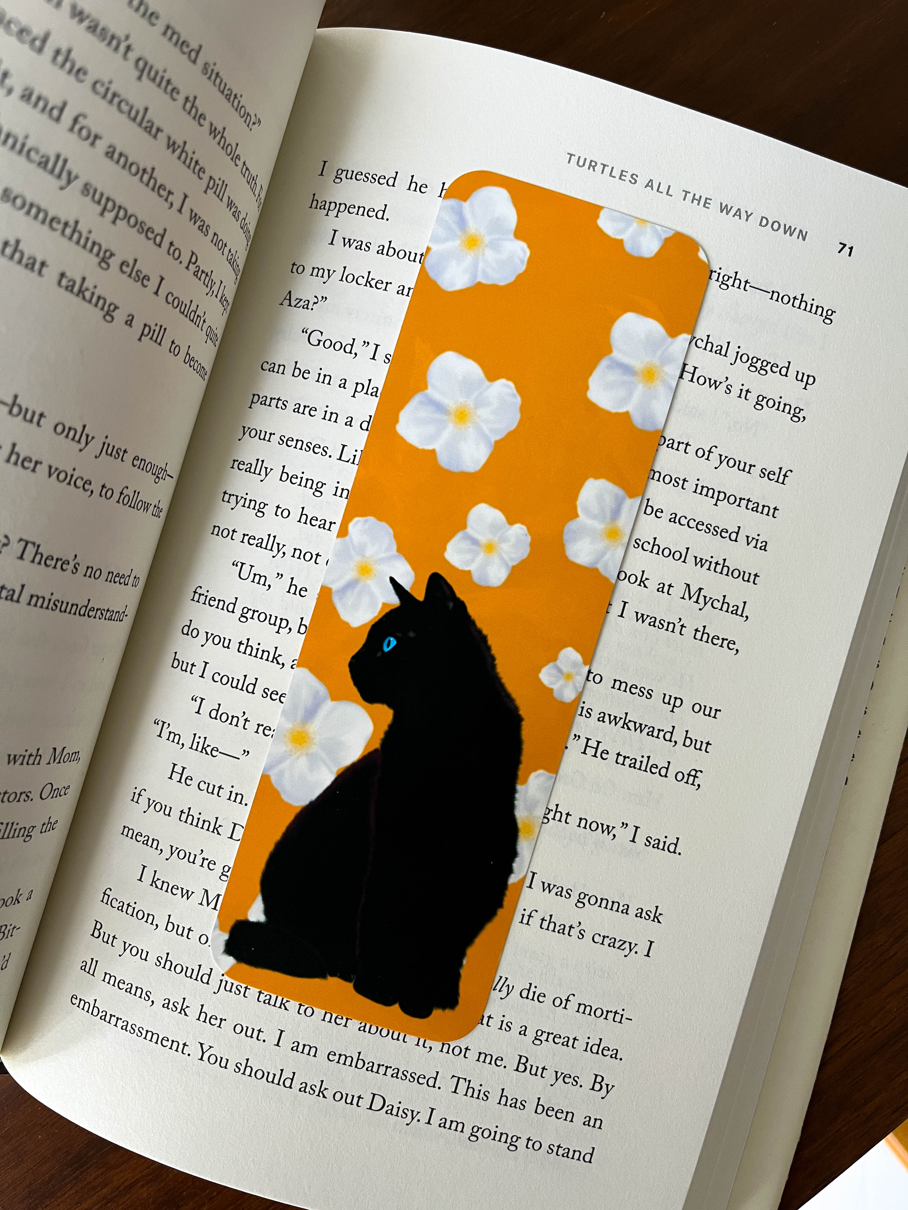 Floral Cat Bookmark With Rounded Corners