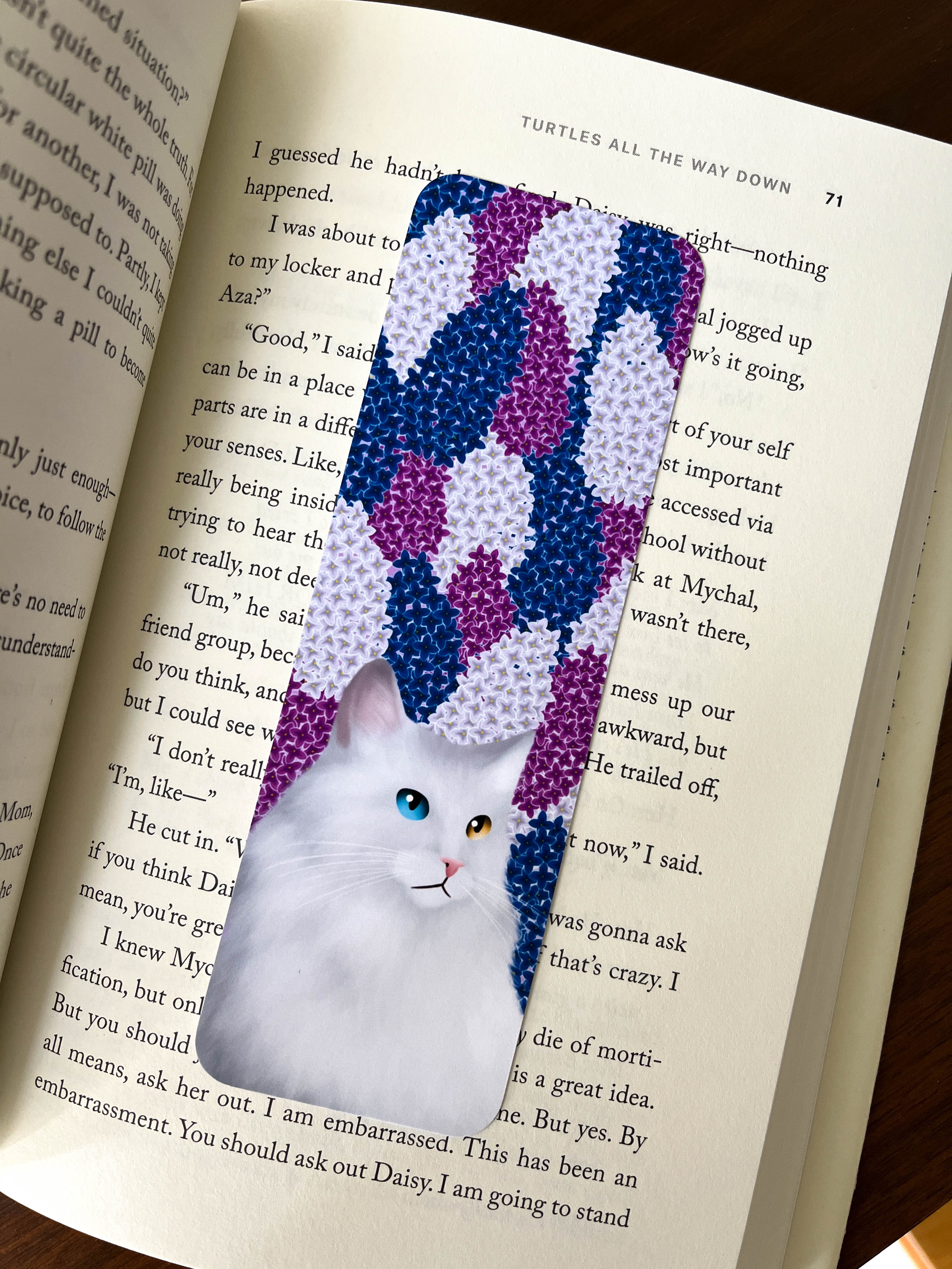 Floral Cat Bookmark With Rounded Corners