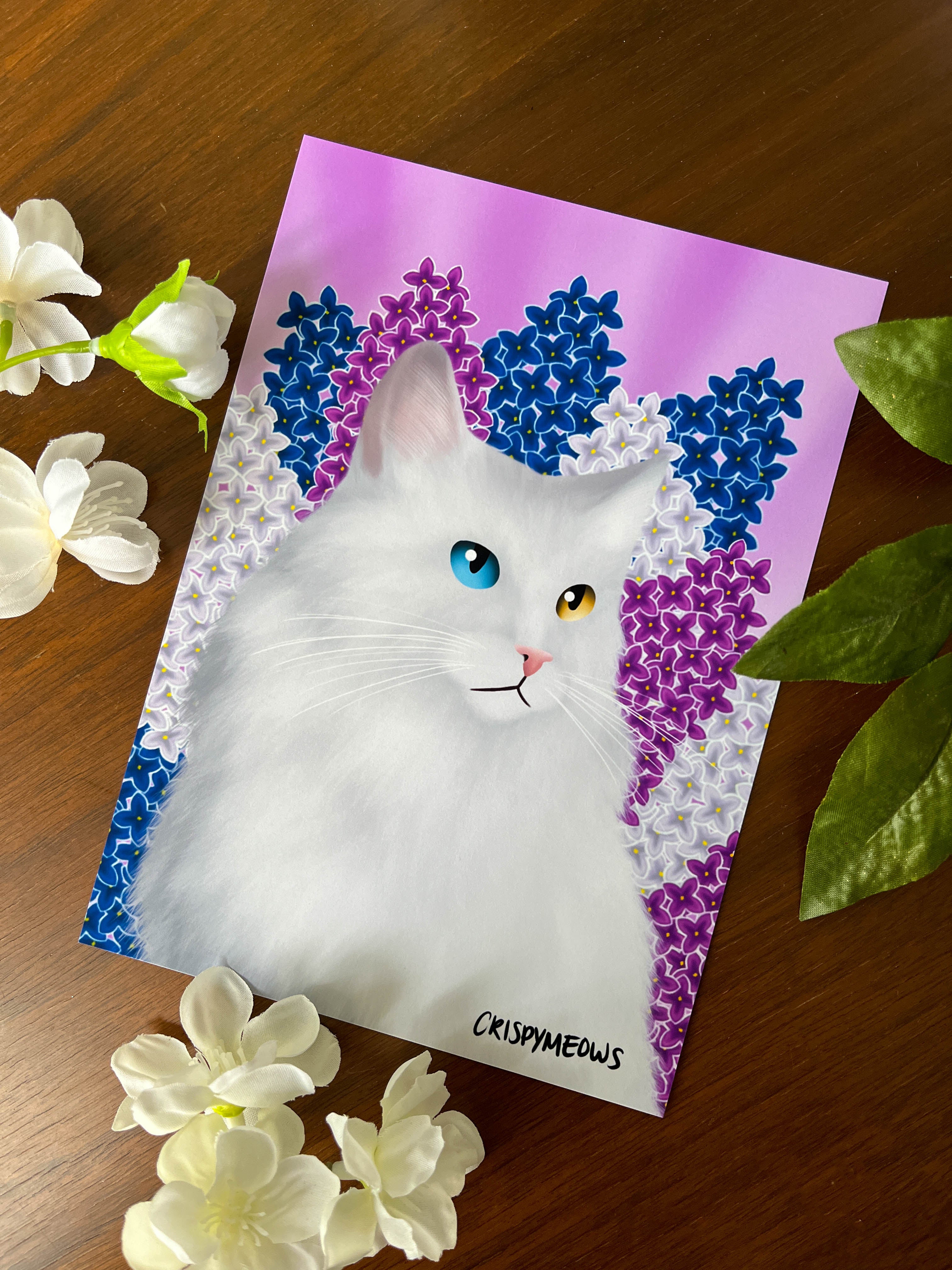 Lilac Cat 5 x 7 Print