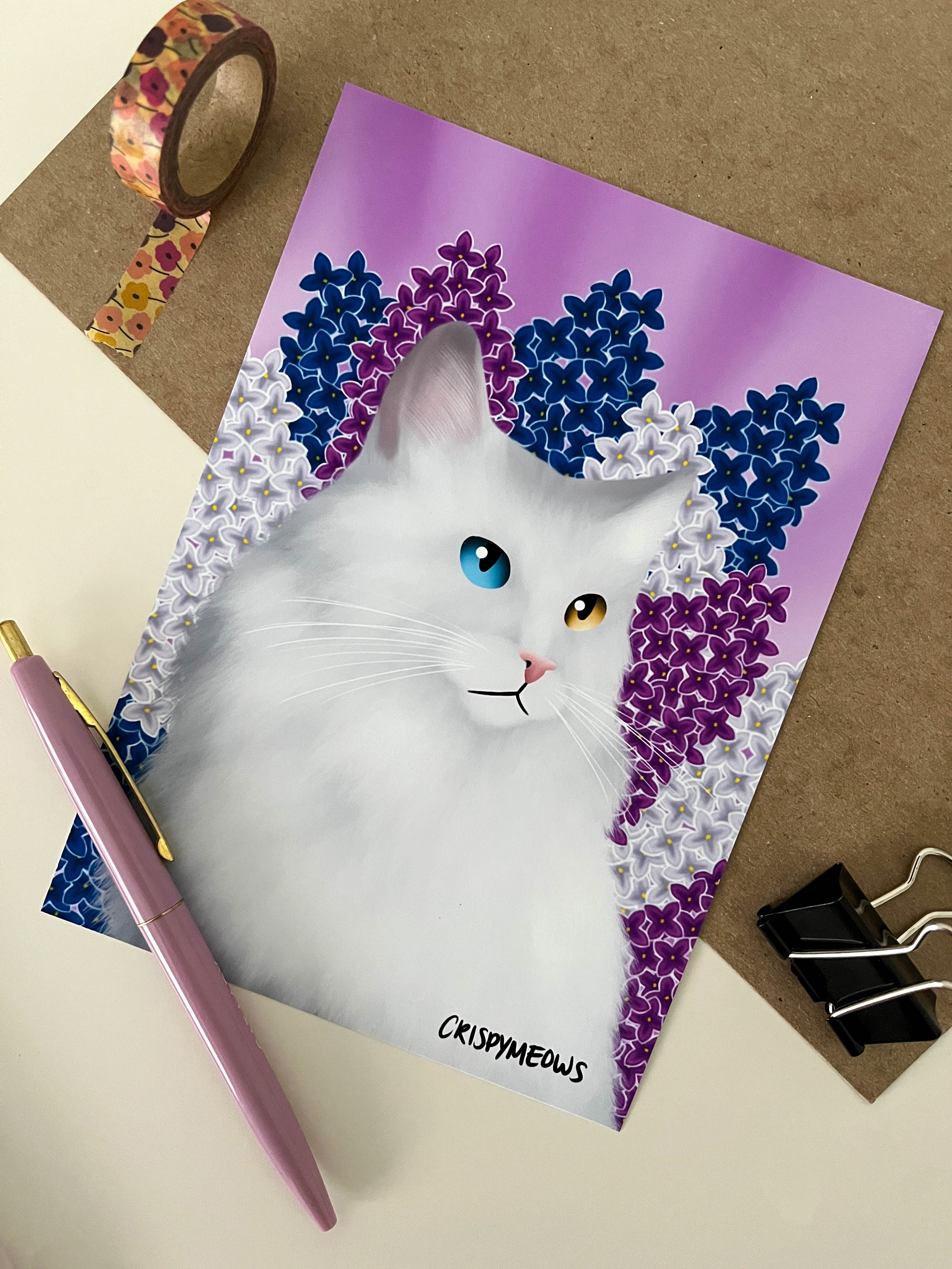 Lilac Cat 5 x 7 Print