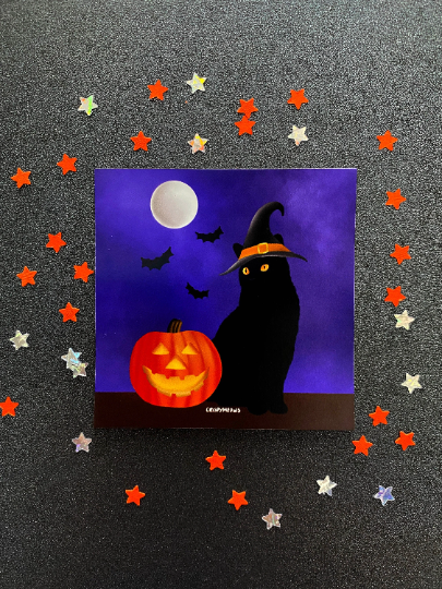 Spooky Halloween Cat Magnet