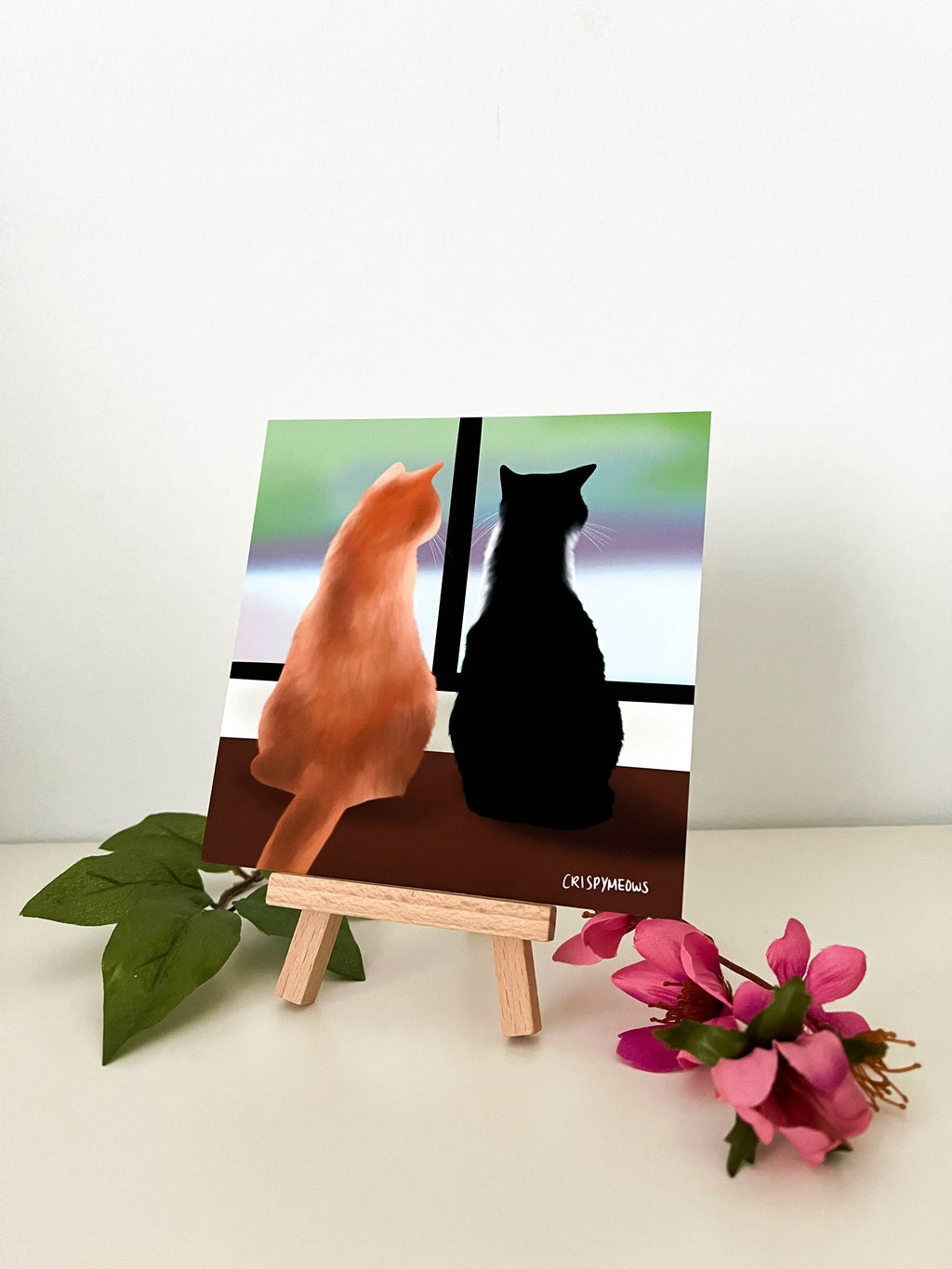 Two Cats Sitting Together Art Print
