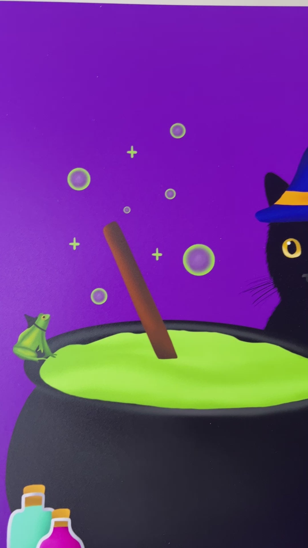 Spooky Cat & Frog 8 x 10 Art Print